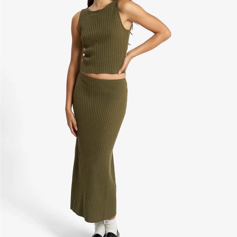 Ribbed Skirt and Tank Set - organic cotton linen blend
